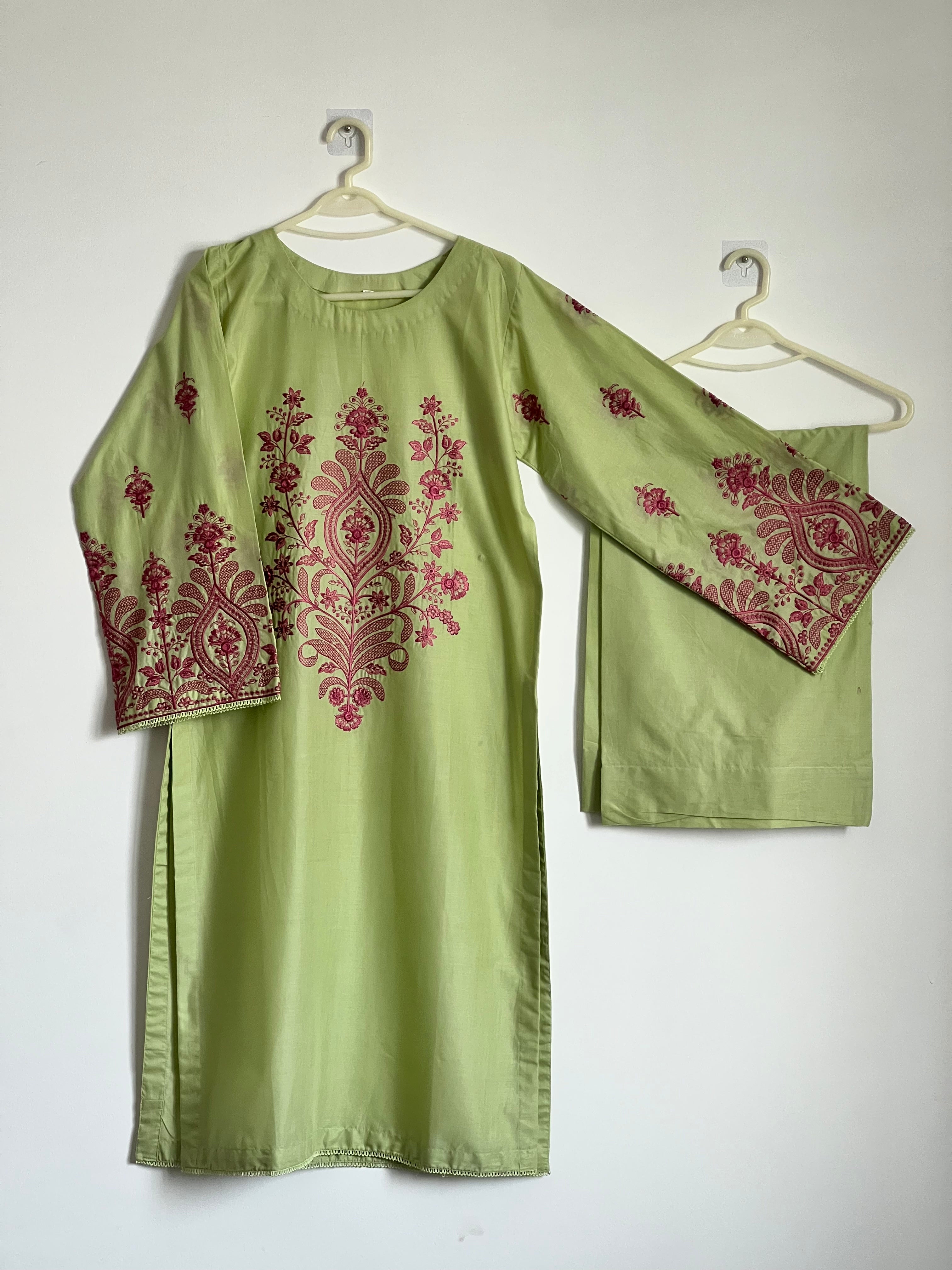 Green Embroided 3PC