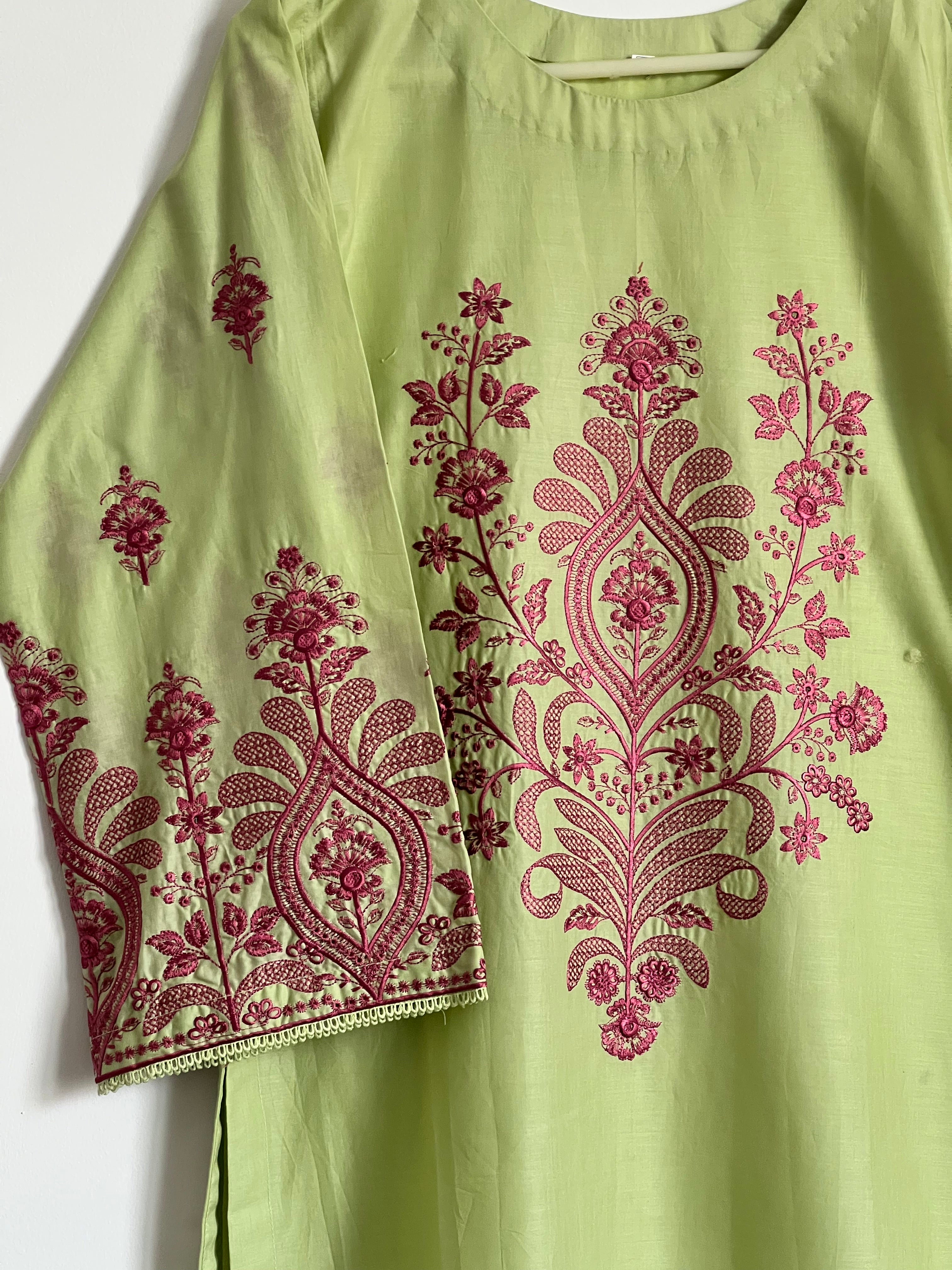 Green Embroided 3PC