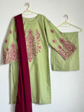 Green Embroided 3PC